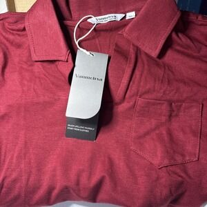 Vanmoirsa Womens Burgundy Short Sleeve Collared Pocket Polo Shirt Size M